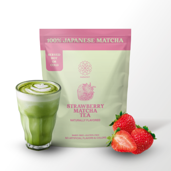 Harmony Matcha Strawberry – Premium Shade-Grown Japanese Matcha, Sweetened with Organic Sugar (20 Servings)