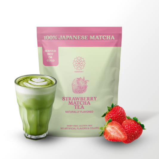 Harmony Matcha Strawberry – Premium Shade-Grown Japanese Matcha, Sweetened with Organic Sugar (20 Servings)